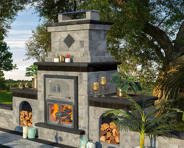 Fully Assembled Olde English Pizza Oven / Fireplace Combo 